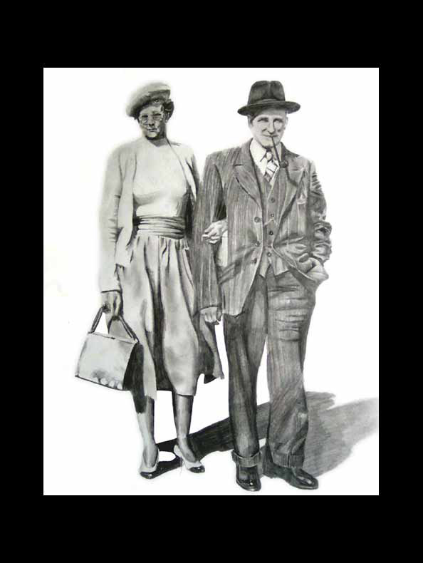 The artist's great-grandparents. (Pencil on paper, privately owned)
